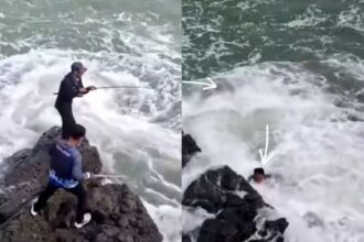 Lokasi kejadian dua pemancing hilang terseret ombak besar di Pantai Cikeueus, Sukabumi. Foto: Tangkap layar IG @indonesiadailynet