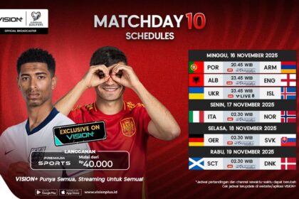 Simak jadwal dan link live streaming Kualifikasi Piala Dunia 2026 Zona Eropa, eksklusif di Vision+! (Foto: ist)