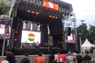 Panggung hiburan malam tahun baru yang berada di kawasan Thamrin, Jakarta Pusat. Foto Sofian/ipol.id