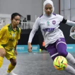 Pertandingan final putri Campus League Futsal The Nationals 2025 antara Universitas Negeri Jakarta (UNJ) melawan STKIP Pasundan Cimahi yang berlangsung di FIKK GOR Universitas Negeri Jakarta (UNJ), Minggu (7/12). Foto/Megapro