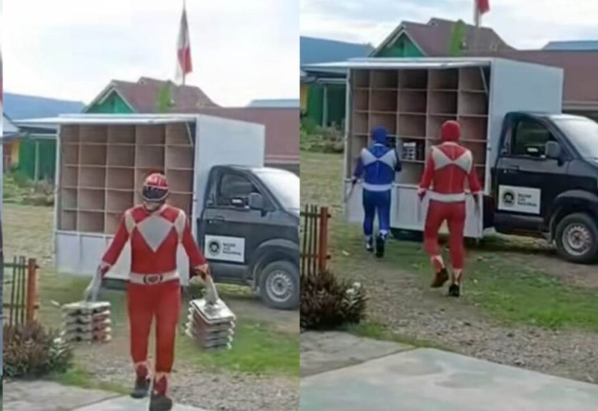 SPPG hadir di sekolah dengan cara kreatif, dari edukasi langsung hingga kostum Power Rangers, agar anak-anak makin semangat menikmati makanan bergizi. Foto: Tangkap layar IG @konaweupdate
