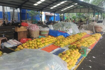 Pedagang Pasar Kramat Jati menempati TPS pasca kebakaran.