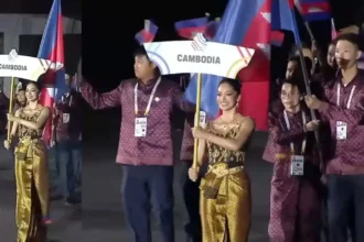 Kontingen atlet Kamboja pada opening SEA Games 2025 di Thailand pada Selasa (9/12/2025). Kamboja memutuskan untuk menarik semua kontingen dan atletnya dari gelaran tahun ini yang diselenggarakan di Thailand.