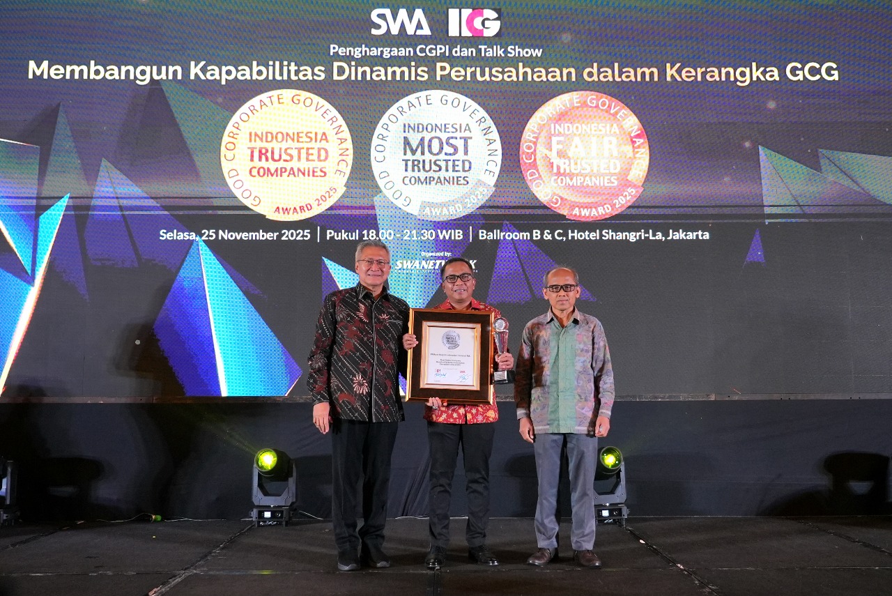 BRI meraih predikat “Sangat Terpercaya” pada ajang penghargaan Indonesia Trusted Companies 2025 based on Corporate Governance Perception Index (CGPI) 2024. Foto: Dok BRI
