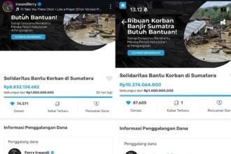 Penggalangan dana yang dipimpin Ferry Irwandi untuk korban banjir di Sumatra berhasil mengumpulkan Rp10,3 miliar dalam 24 jam dan mencatat rekor sebagai donasi bencana terbesar di Kitabisa. Foto: IG @irwandiferry