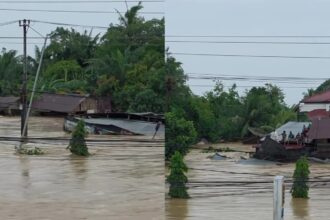 Satu Lapas di Aceh Tamiang terpaksa melepaskan seluruh warga binaannya setelah bangunan tersebut terendam banjir hingga mencapai atap. Foto: Tangkap layar IG @babang.amien