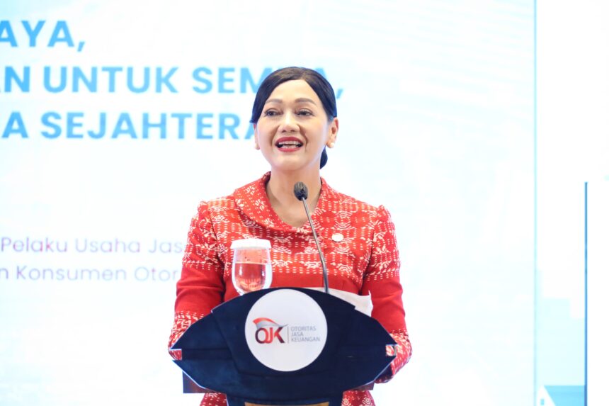 Kepala Eksekutif Pengawas Perilaku Pelaku Usaha Jasa Keuangan, Edukasi dan Pelindungan Konsumen OJK Friderica Widyasari Dewi dalam sambutannya pada kegiatan Edukasi Keuangan Hari Disabilitas Internasional (HDI) Tahun 2025 di Jakarta, Senin.