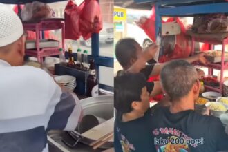Pedagang mie babi di kawasan Jalan Cibadak, Jawa Barat terlihat ramai, namun tidak ada tanda non-halal demi transparansi informasi kepada konsumen. Foto: Tangkap layar TikTok @lahbagen_feeds