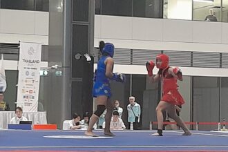 Timnas Wushu Indonesia menempatkan dua atlet sanda ke babak final cabang olahraga wushu SEA Games ke-33 Thailand 2025. Foto/az