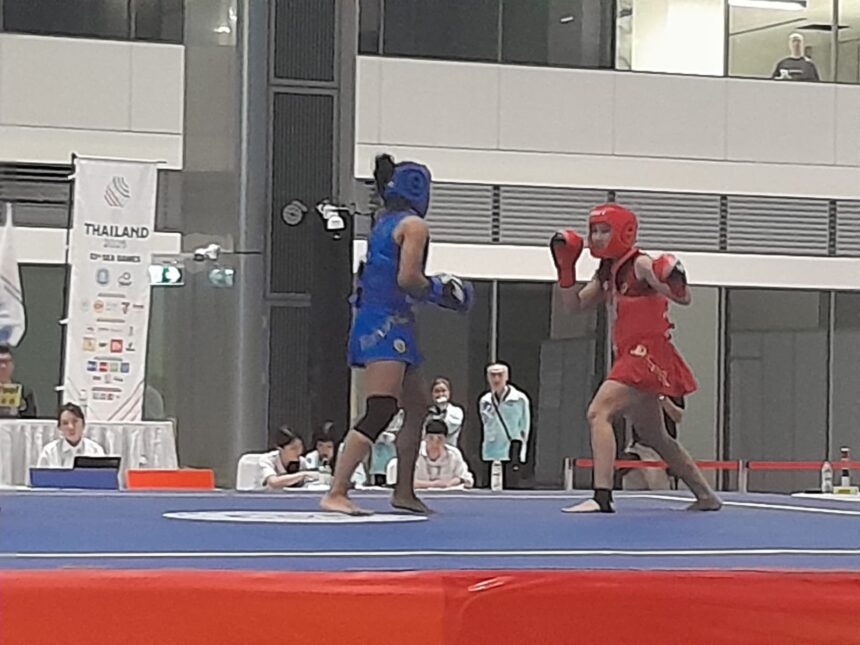 Timnas Wushu Indonesia menempatkan dua atlet sanda ke babak final cabang olahraga wushu SEA Games ke-33 Thailand 2025. Foto/az
