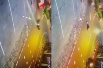 Seorang pengendara motor tewas terlindas bus Mini Transjakarta di Jalan Pakubuwono VI, Jakarta Selatan, Rabu (17/12/2025). Foto: Tangkap layar IG @info.negri