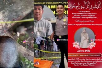 Mahasiswi ULM ditemukan tewas di gorong-gorong Banjarmasin. Terduga pelaku, oknum polisi berpangkat Bripda, berhasil diamankan kurang dari 1×24 jam. Foto: Tangkap layar IG @info.negri