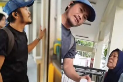 Pria ngamuk kepada karyawan toko roti akibat srorang nenek ditolak membayar dengan uang tunai karena toko hanya menerima QRIS. Foto: Tangkap layar TikTok @arlius_zebua