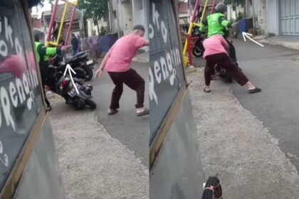 Seorang pedagang emas lansia menjadi korban penipuan emas palsu dan penembakan airsoft gun di Sukagalih, Bandung. Pelaku berhasil diamankan polisi setelah dikejar warga. Foto: IG @dashcamindonesia