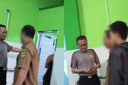 Seorang oknum guru SMA dan seorang pemuda diamankan usai diduga melakukan perbuatan tidak pantas di toilet masjid di Padang, Sumatera Barat. Foto: Tangkap layar IG @medsoszone.id