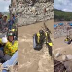 Wakil Bupati Aceh Tengah Muchsin Hasan menyusuri wilayah terdampak banjir bandang dan longsor di Kecamatan Ketol, Kamis (25/12/2025), meski sempat mengalami insiden tali sling putus saat menyeberangi sungai. Foto: Tangkap layar TikTok @officialmedia.bup_wabup