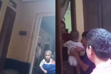 Balita berusia 3 tahun terjatuh dari lantai dua rumahnya di Rawabunga, Jatinegara, Jakarta Timur. Foto: IG @info.jakartatimurr