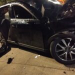 Kondisi mobil Mazda tertemper kereta api di kawasan Mangga Dua, Jakarta Utara, Jumat (2/1/2026) dini hari. Foto: Ist