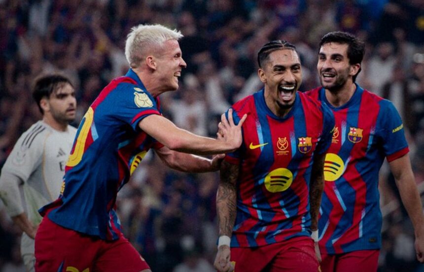Barcelona juarai Piala Super Spanyol usai tekuk Real Madrid 3-2,. Foto: Barcelona
