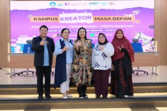 Direktur Polimedia Tipri Rose Kartika bersama civitas akademika, saat konferensi pers. Foto: Dok Humas
