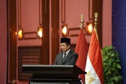 Menteri Agama Nasaruddin Umar saat berbicara di Kairo, Mesir. Foto: kemenag