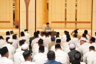 Menag Nasaruddin Umar saat mengisi kajian subuh perdana di Masjid Negara, Ibu Kota Nusantara (IKN),