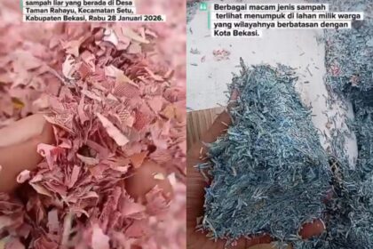 Temuan ribuan cacahan uang rupiah di TPS liar Kabupaten Bekasi. Foto: Tangkapan layar Instagram @sahabatpedulilingkungan