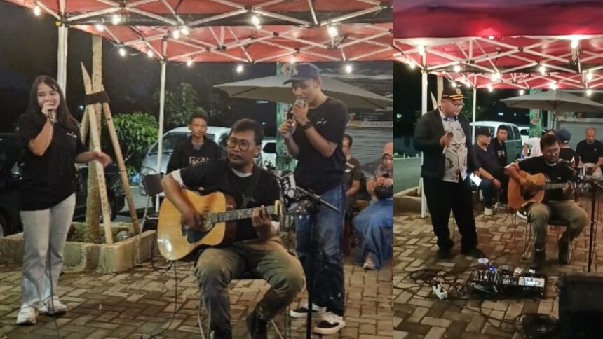 Musisi jalanan Sanggar Raka Sebaya saat tampil memeriahkan pelataran Blok E Teras LA (Lenteng Agung), Jagakarsa, Jakarta Selatan, Jumat (6/2/2026) malam. Foto: Ist
