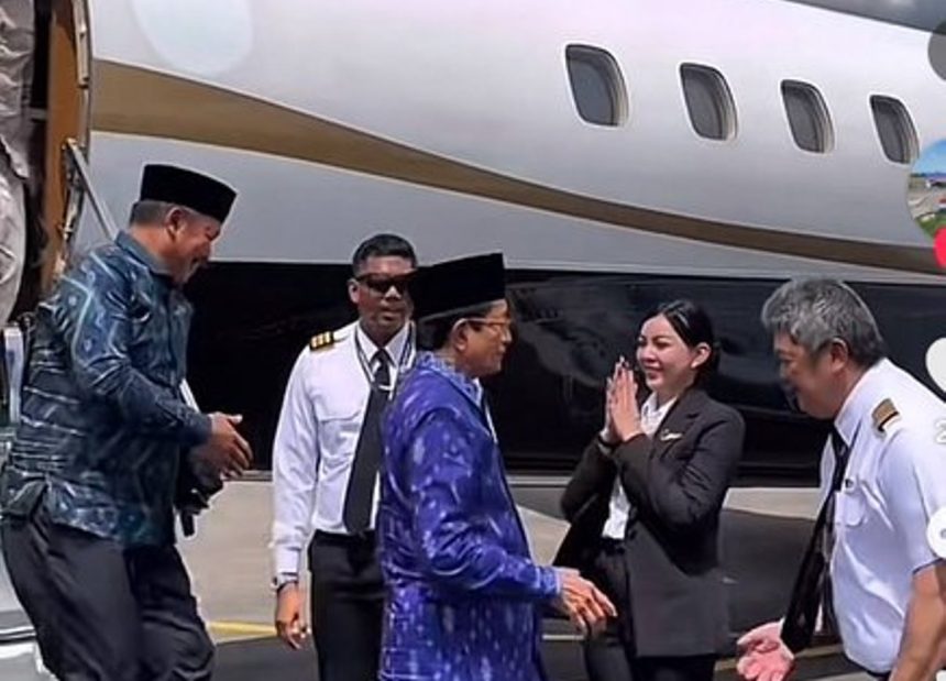 Menag Nasaruddin Umar mendapat fasilitas berupa jet pribadi dari Oesman Sapta Odang ketika berkunjung ke Kabupaten Takalar, Sulawesi Selatan. Foto: Ist
