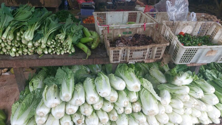 Pedagang pasar di Tangerang Raya mengeluhkan kenaikan harga pangan yang terjadi lebih awal. Cuaca ekstrem dan mendekati Ramadan membuat pasokan seret, harga pun ikut melonjak. Foto: Ipol.id/Vinolla Romadhona