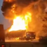 Truk terbakar di Tol Cipali. Foto: Intagram @cirebon.banget