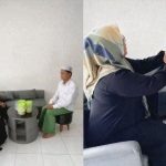 Ibu santri di Lumajang ngamuk ke pengurus pondok pesantren usai anaknya digunduli karena kedapatan merokok. Ia menilai hukuman tersebut berlebihan dan tak terima videonya viral di media sosial. Foto: TikTok @fauzi.channel1