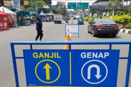 Pemberlakuan ganjil genap ke arah Puncak Bogor. Foto Korlantas