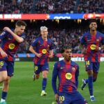 Selebrasi skuad Barca