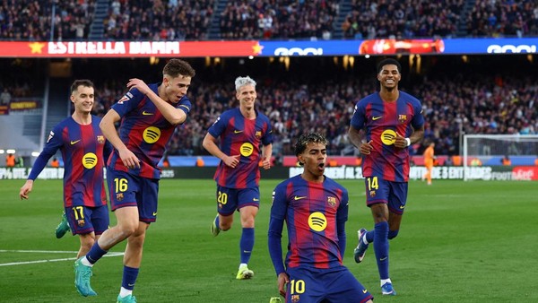 Selebrasi skuad Barca