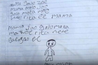 Surat yang diduga ditulis seorang siswa SD berinisial YBS di Kabupaten Ngada, NTT, sebelum ditemukan meninggal dunia. Foto: Instagram @medsoszone