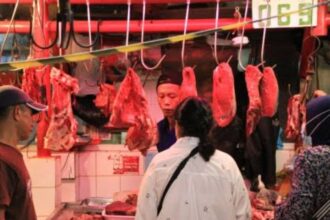 lustrasi penjual daging di pasar tradisional. (Foto istimewa)