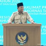 Presiden Prabowo saat sambutan pada acara taklimat Rakornas Pemerintah Pusat dan Daerah di Sentul, Jawa Barat. Foto : Ist