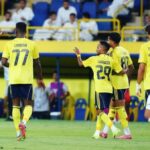 Selebrasi skuad Al Nassr saat menang 1-0 dari Arkadag. Foto ::Ist