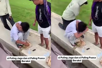 Seorang remaja dipukul dari belakang saat kedapatan mokel di lapangan Desa Pasiraman Kidul, Pekuncen, Banyumas. Foto: Tangkapan layar Instagram @switsweeet