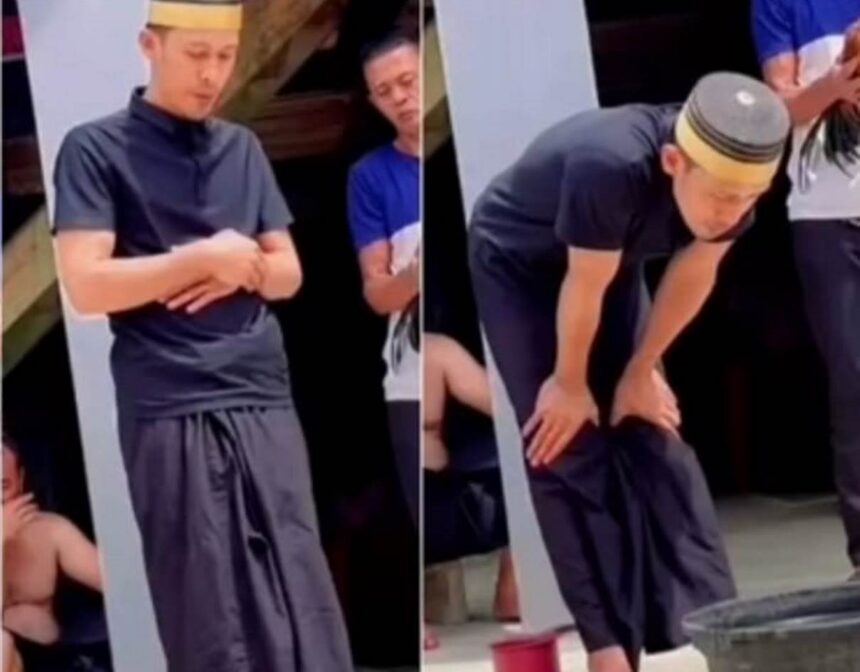 Seorang dukun di Sinjai menuai kontroversi setelah melakukan pengobatan dengan gerakan menyerupai salat sambil membaca mantra. Foto: Tangkapan layar Instagram @parepareinfo