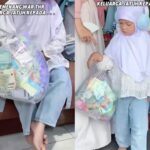 Bocah perempuan bawa THR dengan kantong plastik. Foto: Tangkapan layar Instagram @rumpi_gosip