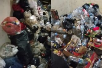Kondisi kontrakan di Serpong ini bikin geleng kepala. Sampah menumpuk hingga tak ada ruang untuk berjalan. Foto: Tangkap layar TikTok @fitrieka95_