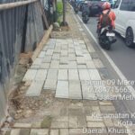 Penampakan paving block atau konblok trotoar di Jalan Metro Pondok Indah, Kebayoran Lama, Jakarta Selatan, sebelumnya digantikan dengan hebel setelah dibongkar tanpa izin diduga oleh pihak tidak bertanggung jawab, beberapa waktu lalu. Foto: Ist