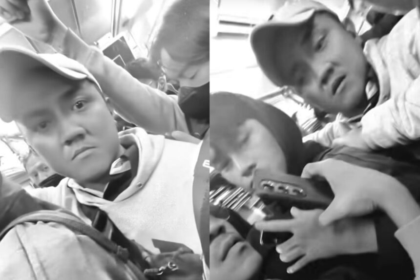 Detik-detik seorang perempuan melabrak pria yang diduga melakukan pelecehan seksual di dalam KRL. Foto: Tangkapan layar Instagram @inanisaaaa_