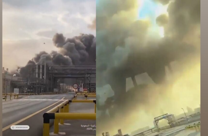 Tangkapan layar kondisi kilang minyak Saudi Aramco. (FOTO : ISTIMEWA).