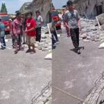 Suasana Pasar Sehat Soreang mendadak panik setelah kanopi di blok 3 ambruk dan menimpa warga. Empat orang menjadi korban, satu di antaranya meninggal dunia. Foto: Tangkap layar IG @infojawabarat