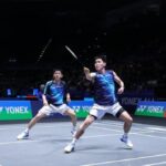 Pasangan ganda putra Indonesia Raymond Indra/Nikolaus Joaquin