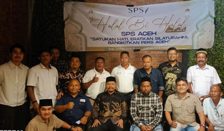 Serikat Perusahaan Pers (SPS) Provinsi Aceh gelara halal bi halal di Aula 3 In 1, Lambhuek, Banda Aceh, Rabu (8/4/2026). Foto: Ist
