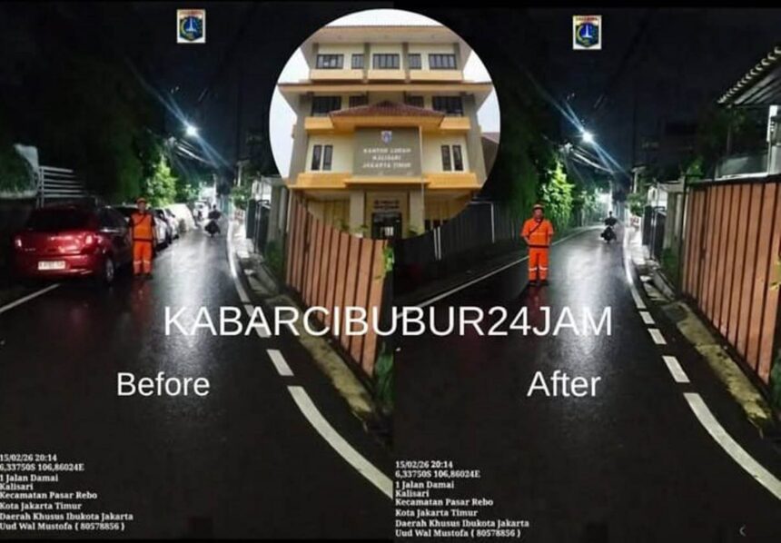 Petugas PPSU menggunakan AI untuk menanggapi laporan warga di Jalan Damai, Kelurahan Kalisari, Kecamatan Pasar Rebo, Jakarta Timur. Foto: Intagram @kabarcibubur24jam